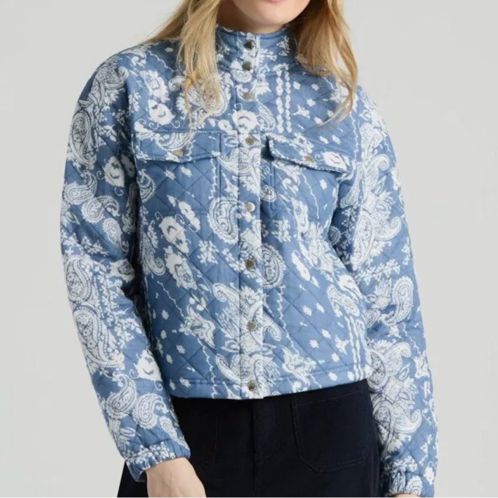 Mexx Quilted Bomber Jacket Blue Paisley M